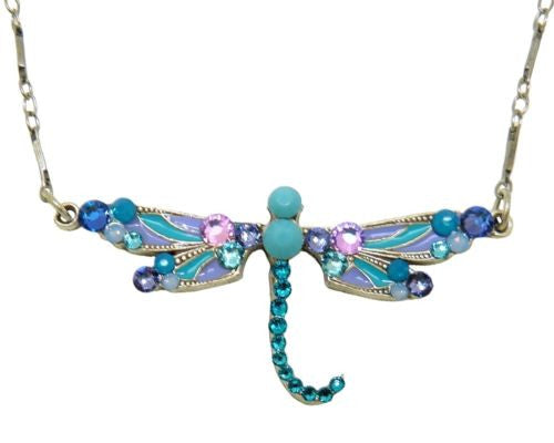 Anne Koplik Turquoise Lavender Enamel Swarovski Crystal Dragonfly Necklace NS787 - ILoveThatGift