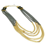 24K Gold Plated Black 5 Flat Curb Chain Necklace Hagar Satat Handmade - ILoveThatGift