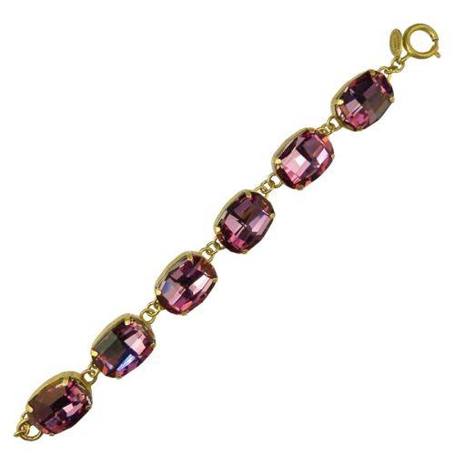 La Vie Parisienne Gold Plate Round Rectangle Crystal Bracelet 1674G Vintage Rose - ILoveThatGift