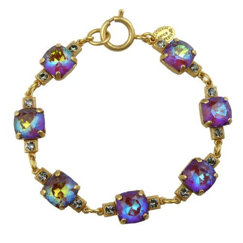 La Vie Parisienne Gold Plate Swarovski Square Crystal Bracelet 1695 Blue Ruby - ILoveThatGift