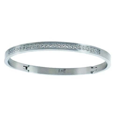 B.Tiff Pavé CZ Crystal Stainless Steel Half Eternity Bangle Bracelet Silver Gold - ILoveThatGift