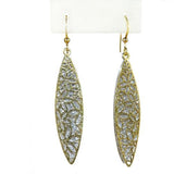 Gold tone Silver Sparkle Oval Earrings RUSH Denis Charles Abstract Flower Patter - ILoveThatGift