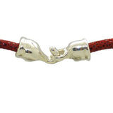 Simon Sebbag Sculptured Sterling Silver Pendant Textured Poppy Leather Necklace - ILoveThatGift