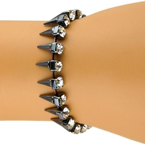 Clear Crystal Spike Hematite Bracelet  by Funky Junque - ILoveThatGift