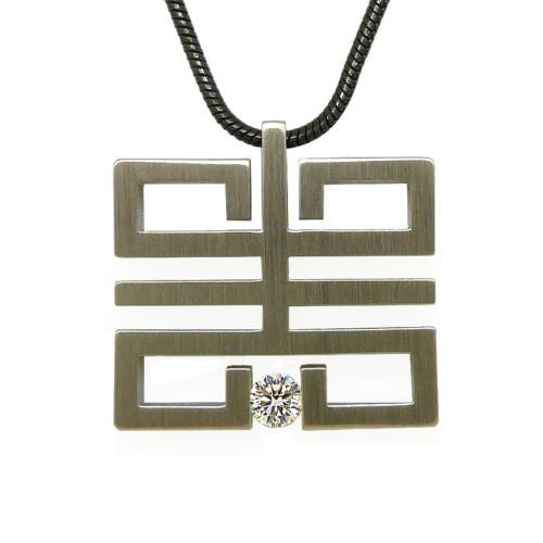 B.Tiff Felico Pendant Surgical Stainless Steel Tension Set 0.30ct CZ Cut Round - ILoveThatGift