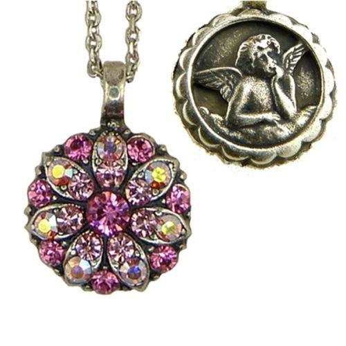 Mariana Guardian Angel Crystal Pendant Necklace 3111 Indian Pink Clear AB - ILoveThatGift