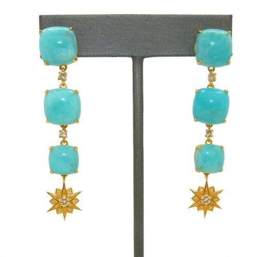 Cristina Sabatini Constellation Amazonite Gold Plated Triple Drop Earrings - ILoveThatGift