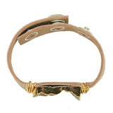 Gigi & Sugar Pink Silver Leather Gray Druzy Gold Wire Snap Bracelet Handmade - ILoveThatGift