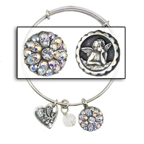 Mariana Guardian Angel Crystal Pendant Charm Bangle Bracelet 001AB Clear AB - ILoveThatGift
