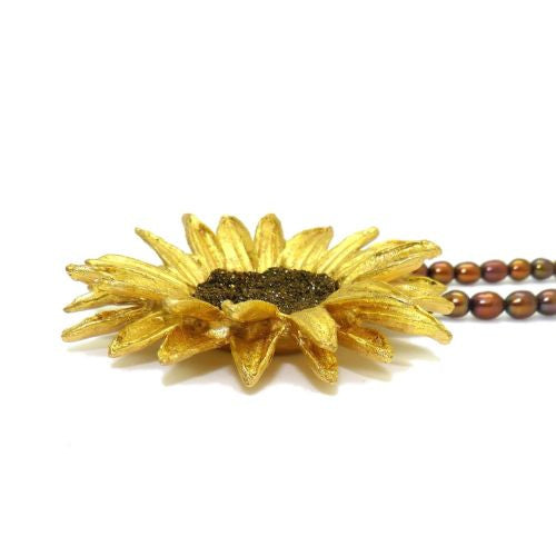 Sunflower 16" Adjustable Large Brown Pearl Pendant Necklace by Michael Michaud - ILoveThatGift