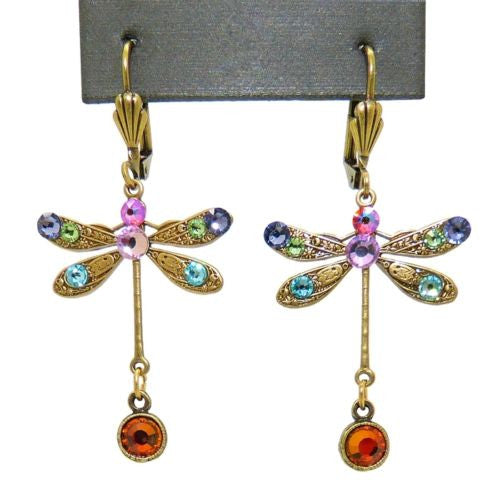 Anne Koplik Swarovski Crystal Dragonfly Drop Earrings ER4527MUL Multicolor Gold Purple - ILoveThatGift
