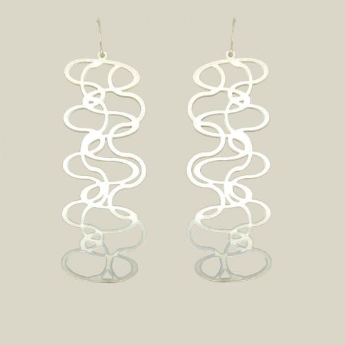 RAS Silver Plated Laser Cut Wavy Waves Earrings 3430 - ILoveThatGift