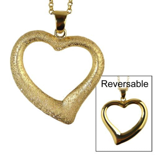 Charles Garnier 18KT Gold over Silver Large Open Heart Necklace Wear 2 ways - ILoveThatGift