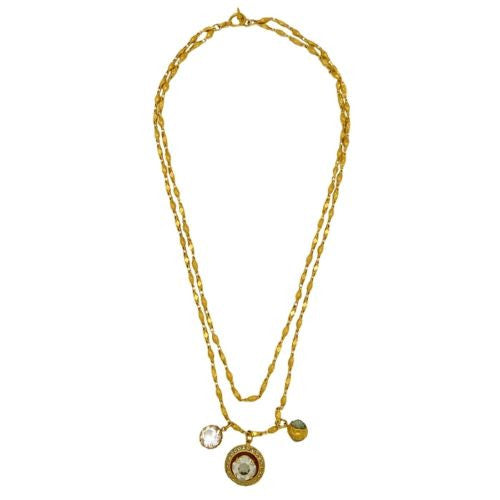 La Vie Parisienne Gold Convertible Crystal Necklace Three Charm 1361G Popesco - ILoveThatGift