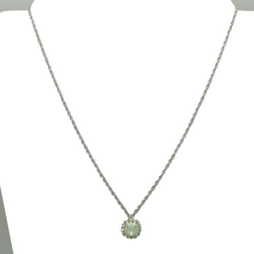 Handmade Silver Opal Swarovski Crystal Surround Gem Necklace - ILoveThatGift