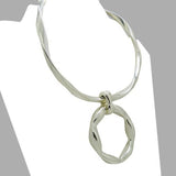 Simon Sebbag Wavy Collar Necklace with Wavy Round Open Pendant in Sterling Silve - ILoveThatGift