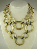 Karine Sultan 24K Gold Plated Circle Chain Bib Necklace - ILoveThatGift