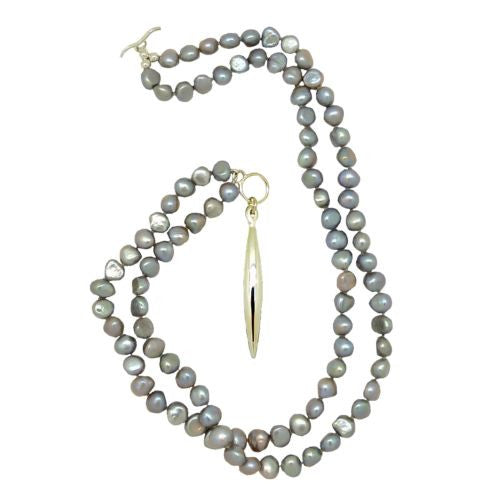 Convertible Gray Pearl Sterling Silver Simon Sebbag Necklace Tapered Pendant - ILoveThatGift