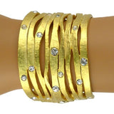 Kenneth Jay Lane Satin Gold Crystal Wavy Cutout Cuff Bracelet KJL - ILoveThatGift