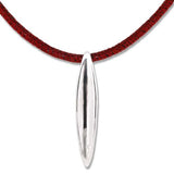 Simon Sebbag Sculptured Sterling Silver Pendant Textured Poppy Leather Necklace - ILoveThatGift