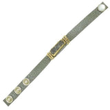 Gigi & Sugar Dark Silver Leather Gray Druzy Gold Wire Snap Bracelet Handmade - ILoveThatGift