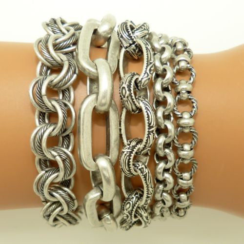 La Vie Parisienne Antique Silver Multi Chain Bracelet Looks Layered 1620 - ILoveThatGift
