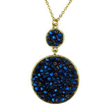 Double Disc Deep Blue Glass Bead Druzy Necklace by Funky Junque - ILoveThatGift