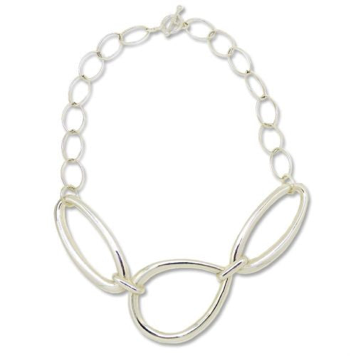 Simon Sebbag Collar Necklace Sterling Silver Open Abstract Chain 19.5" Choker CH - ILoveThatGift