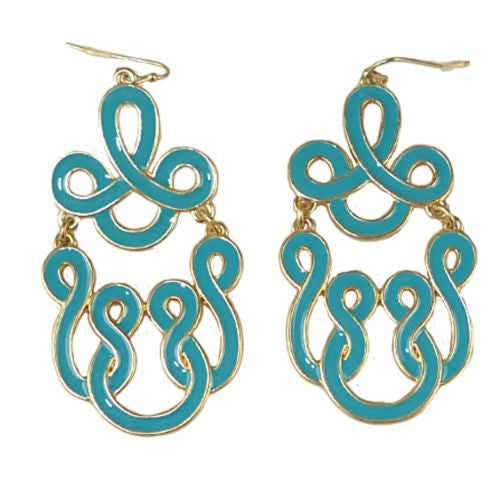 Uptown Girls Marine Blue Gold Graphic Statement Earrings 1110616G Ada - ILoveThatGift