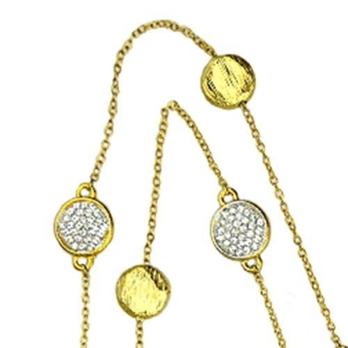 Brushed Gold Toned Bead and Pave Chain Necklace Siviglia Marco Bicego Inspired - ILoveThatGift