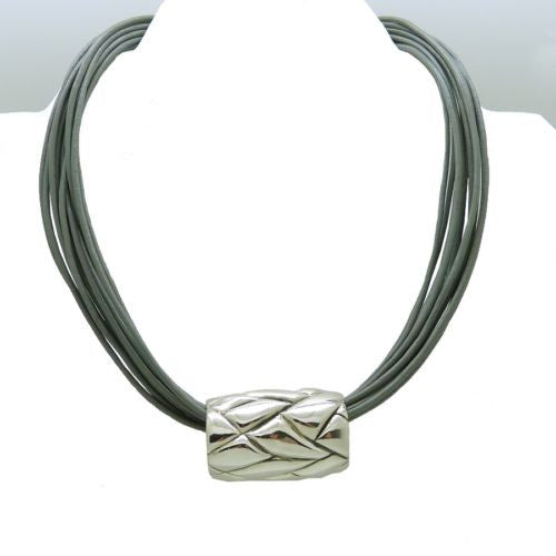 Simon Sebbag Leather Necklace Slate Gray 17" Add Sterling Silver Slide - ILoveThatGift