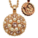 Mariana Guardian Angel Crystal Pendant Necklace M48362 Mai Tai Rose Gold Pearl L - ILoveThatGift