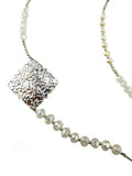 White Long Silver Medallion Pearls Crystals Necklace Elly Preston - ILoveThatGift