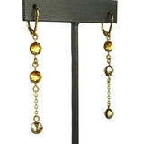 Seasonal Whispers Dangle Earrings Yellow Gold 3 Gold Crystals 2164 Swarovski - ILoveThatGift