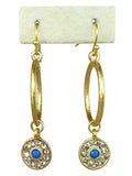 Uptown Girls Blue Rhinestone Gold Evil Eye Earrings 0302316G - ILoveThatGift