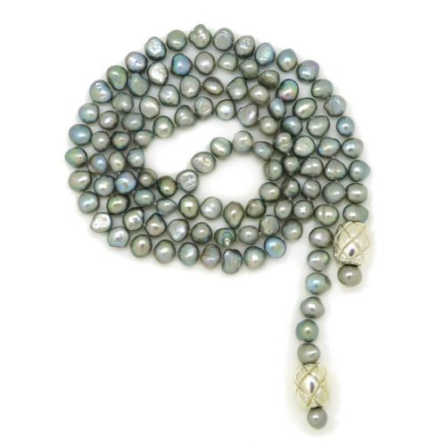 Simon Sebbag Sterling Silver Beads Gray Pearl  Necklace Lariat SS NB771GP - ILoveThatGift