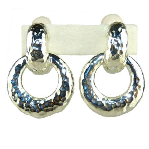 Simon Sebbag Hammered Sterling Silver 925 Door Knocker Clip On Earrings 2-in-1 - ILoveThatGift