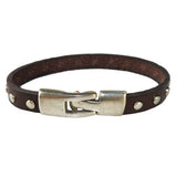 Brown Leather Bracelet with Brushed Stainless Rivets Trades of the East - ILoveThatGift