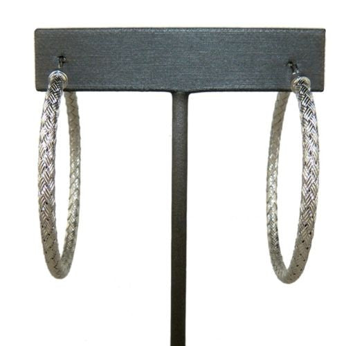 Charles Garnier Perugia 35 mm S Silver Woven Hoop Earrings Rhodium Finish Paolo - ILoveThatGift
