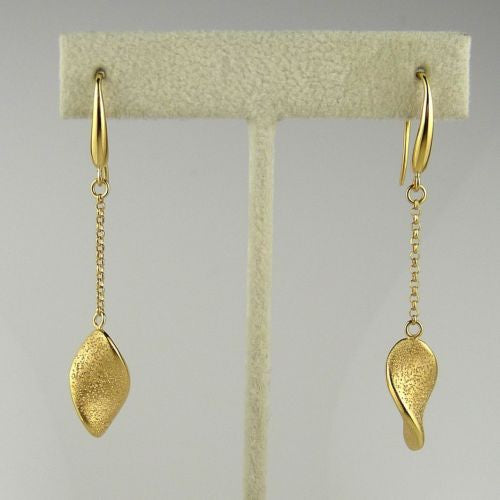Charles Garnier Fresia 18KT Gold over SSilver Single Leaf Drop Earrings Constell - ILoveThatGift