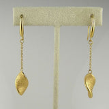 Charles Garnier Fresia 18KT Gold over SSilver Single Leaf Drop Earrings Constell - ILoveThatGift