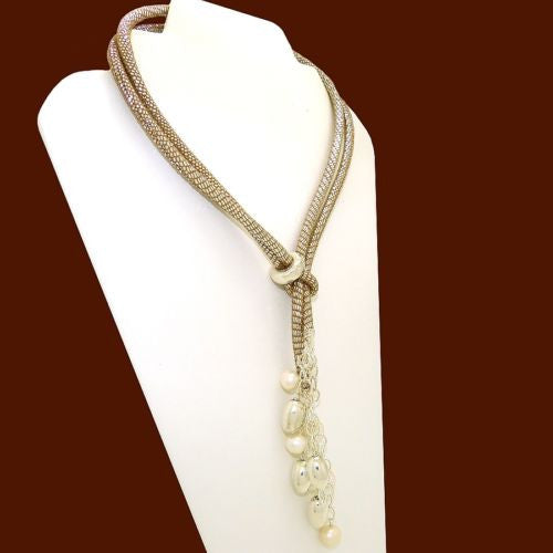 Simon Sebbag Sterling Silver Bead Pearl Suede Leather Necklace Lariat Wear 2 Way - ILoveThatGift