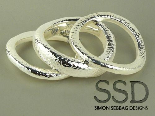 Simon Sebbag Hammered Wide Sterling Silver 925 Bracelet B1279 - ILoveThatGift