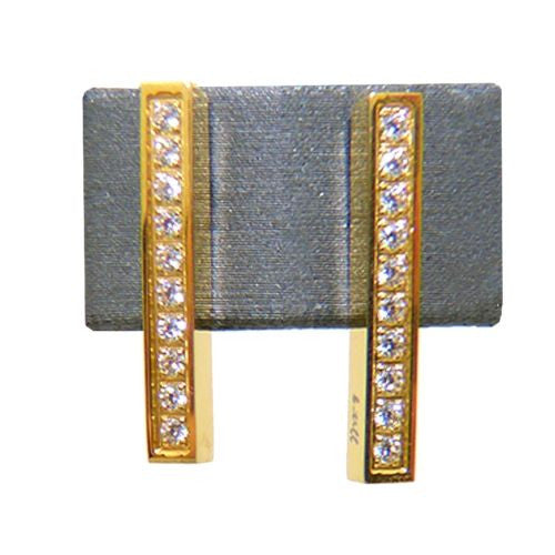 B.Tiff Bar Gold Stainless Steel Earrings Tension Set Pavé 0.02ct Solitaire Round - ILoveThatGift