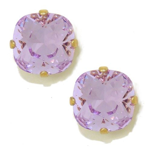 La Vie Parisienne Popesco Swarovski Gold Stud Earrings Violet Purple LIMITED EDI - ILoveThatGift