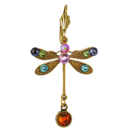 Anne Koplik Swarovski Crystal Dragonfly Drop Earrings ER4527MUL Multicolor Gold Purple - ILoveThatGift