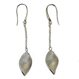 Charles Garnier Fresia Sterling Silver Single Leaf Drop Earrings Rhodium Pl Cons - ILoveThatGift