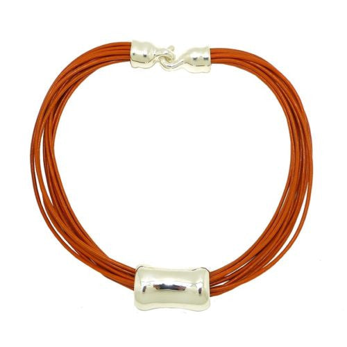 Simon Sebbag Leather Necklace Tangerine Orange 17" Add Sterling Silver Slide - ILoveThatGift