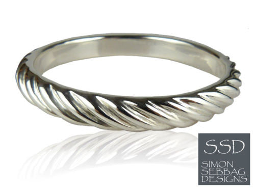 Simon Sebbag Ridged Sterling Silver 925 Bracelet B1238 SS Bangle - ILoveThatGift
