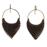 Draped Triangle Beaded Mesh Earrings Chocolate Brown or Gray Hematite by Funky J - ILoveThatGift